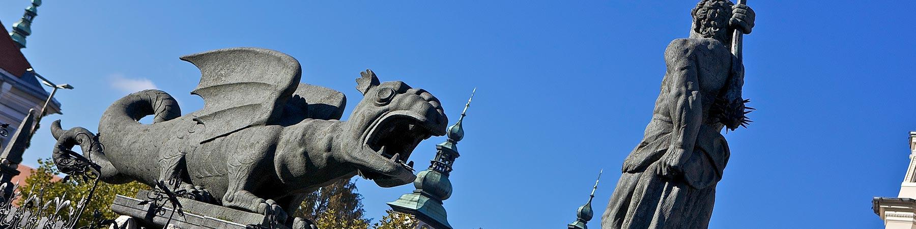 Lindwurmbrunnen v Celovcu 